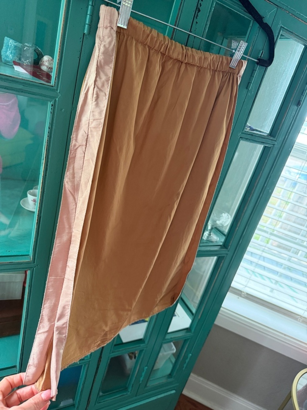 Marni Silk Blend Skirt in Camel with Blush Side Trim EUC